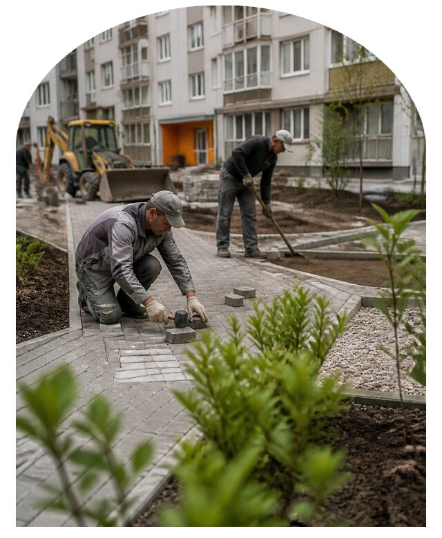 Благоустройство двора многоквартирного дома в Белове